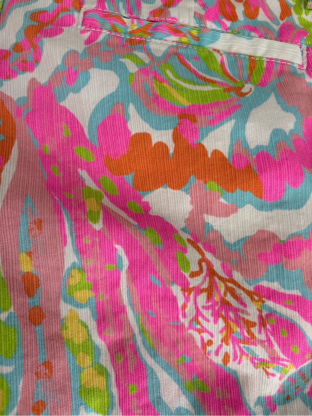 Lilly Pulitzer Neon Floral Print Shorts Callahan Size 4 Pink, Green & Orange - Picture 5 of 6